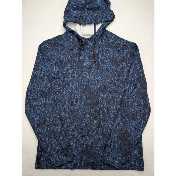 ALGO Performance Mens Hoodie Large Blue Stretch Moisture Wicking Sweatshirt - Picture 3 of 7